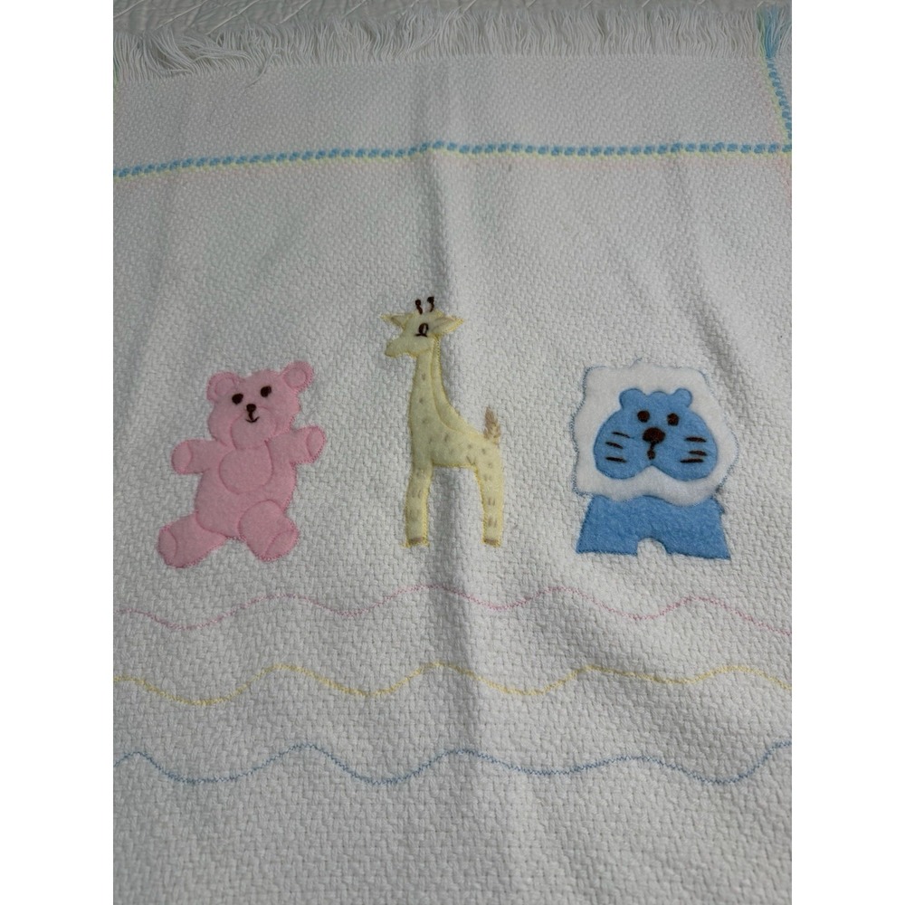 Vintage Italian Baby Blanket First Impressions Cotton Nursery Animals 36x36
